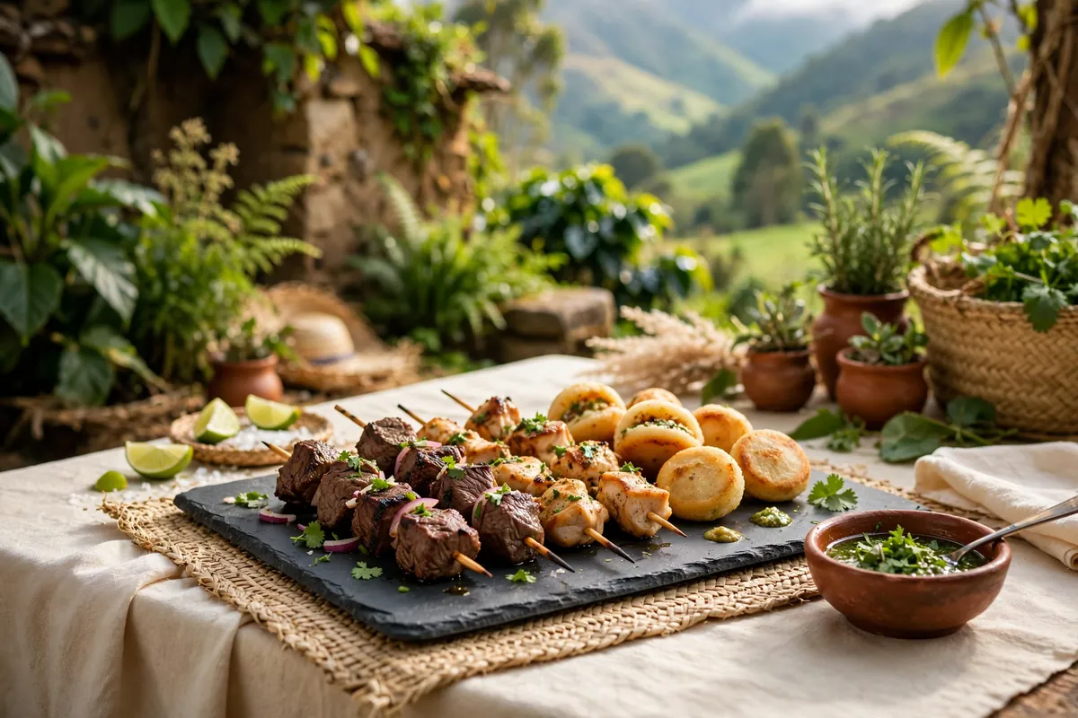 Mini skewers with arepa bites