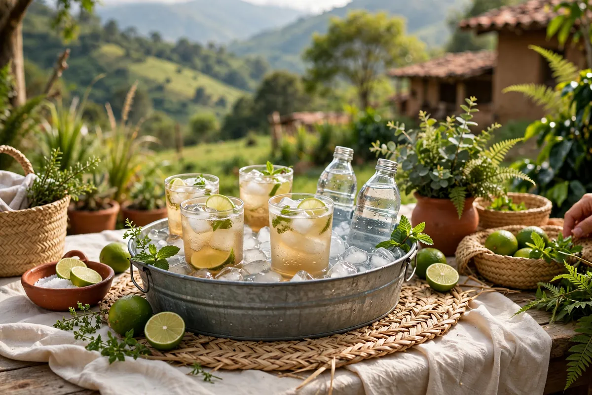 Soft drinks and water on ice