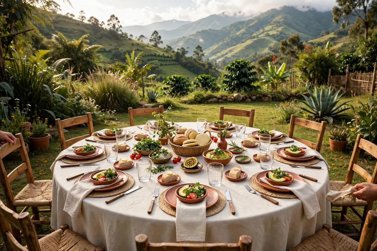 A round table set for eight
